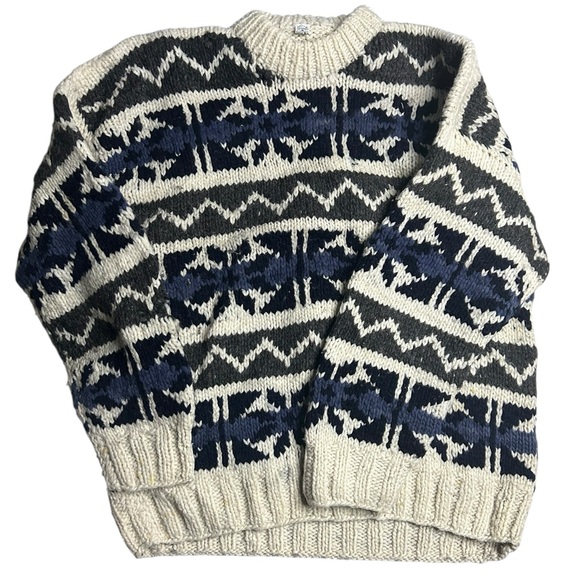 Artisans Sumag Maki Hand Knit Wool Sweater Mens L Fair Isle Nordic Chunky - Picture 1 of 6